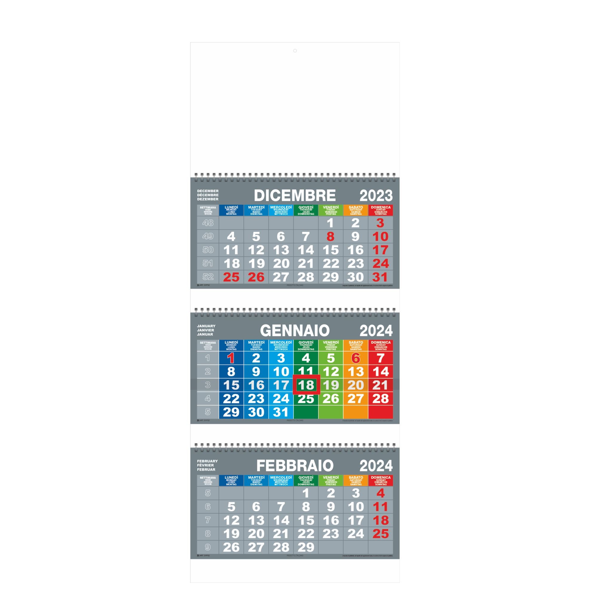 Calendario trittico con cursore art. F10 - CONF. 50 PEZZI