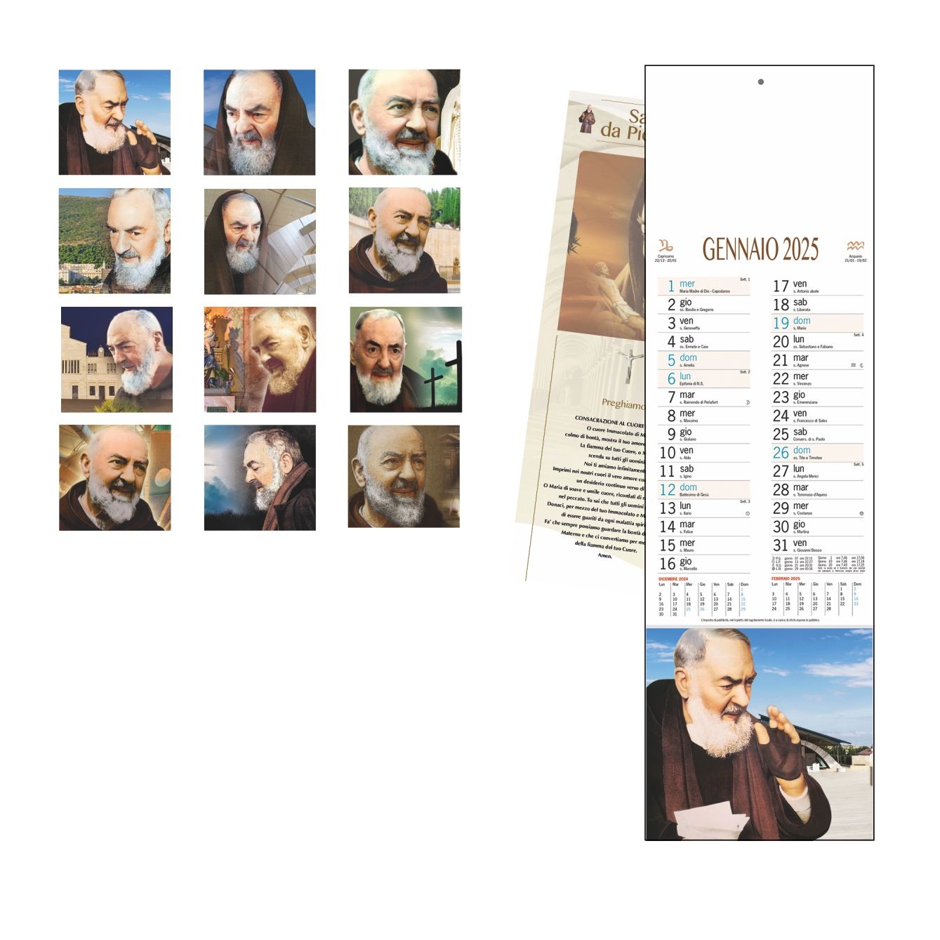 Calendario SAN PIO art. B73 - CONF. 100 PEZZI