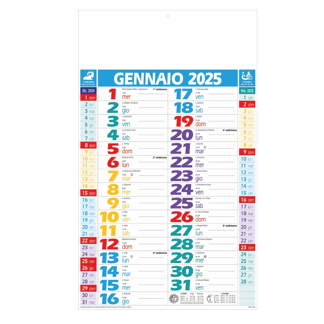 Calendario Olandese Multicolor art. B58 - CONF. 100 PEZZI