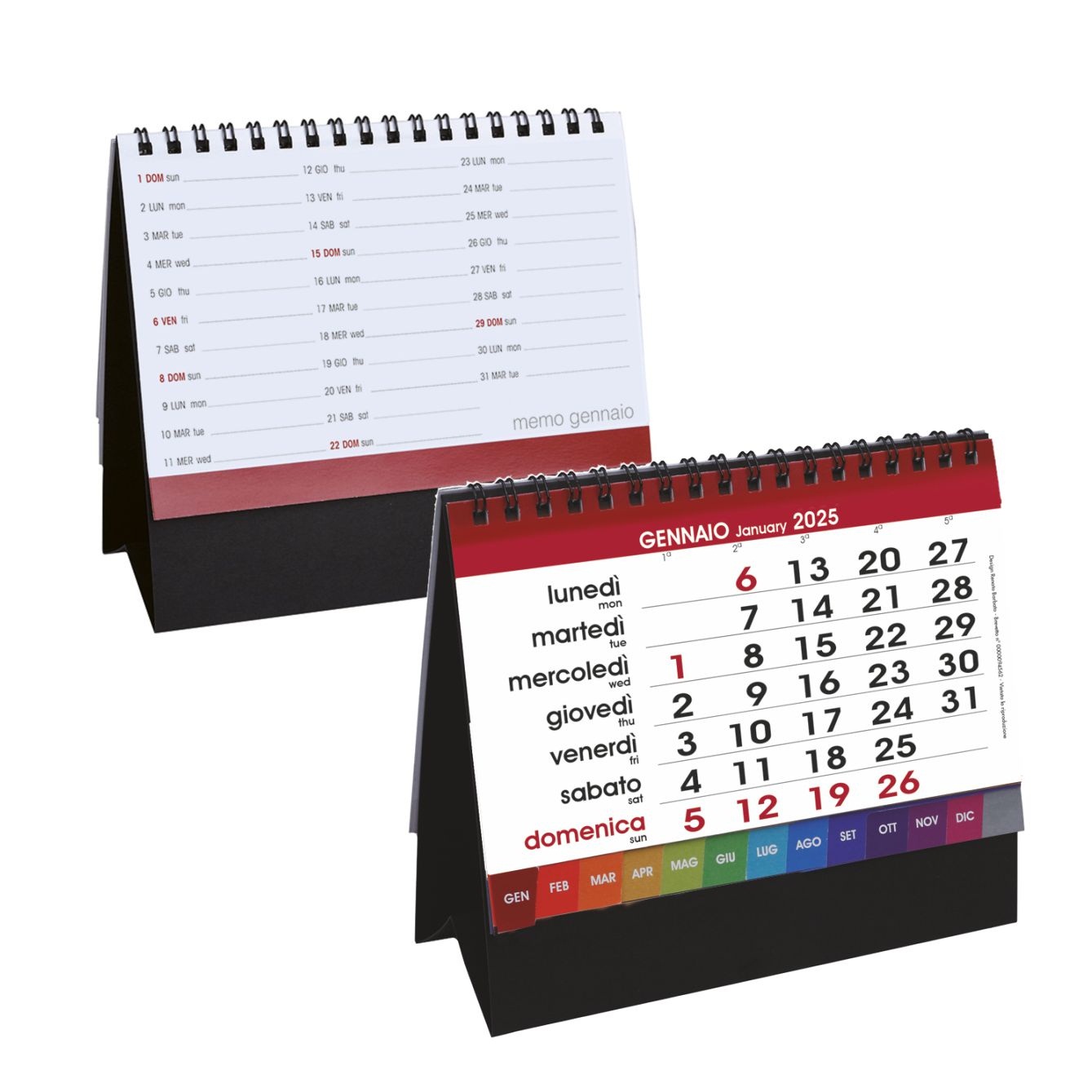 Calendario da tavolo con spirale DESK art. H25 - CONF. 100 PEZZI